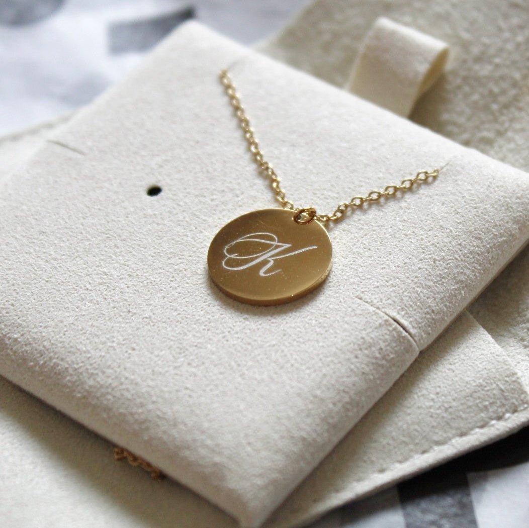 Custom Engraved Disc Necklace in Gold, Silver or Rose Gold