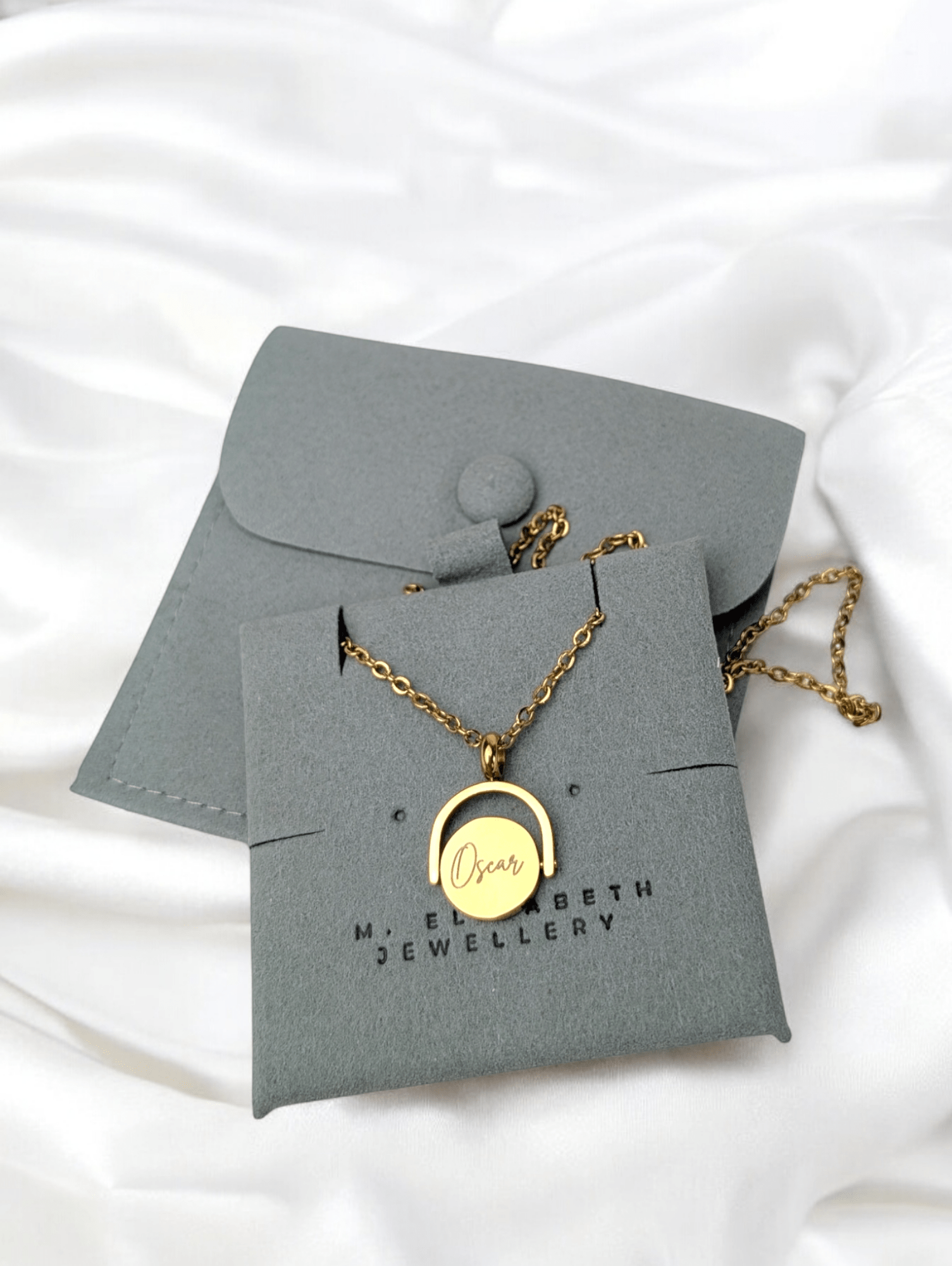 Custom Engraved Spinner Necklace in Gold or Silver