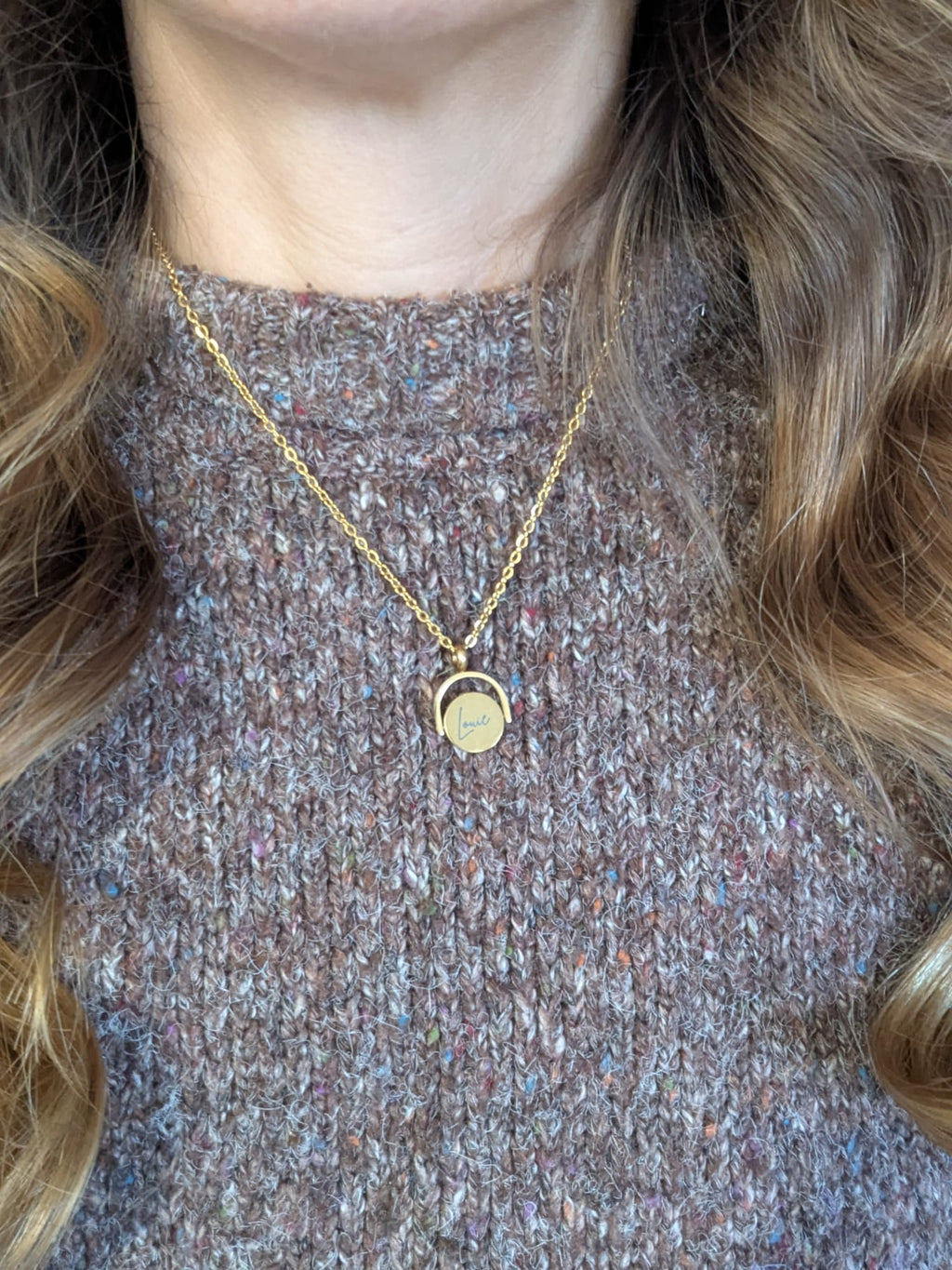 Custom Engraved Spinner Necklace in Gold or Silver