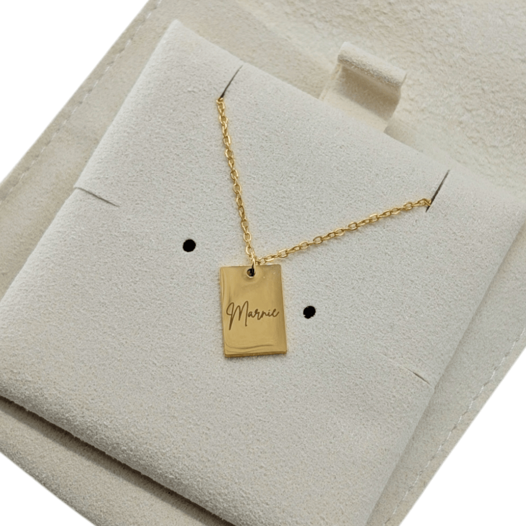 Custom Engraved Tiny Tag Necklace in Gold or Silver