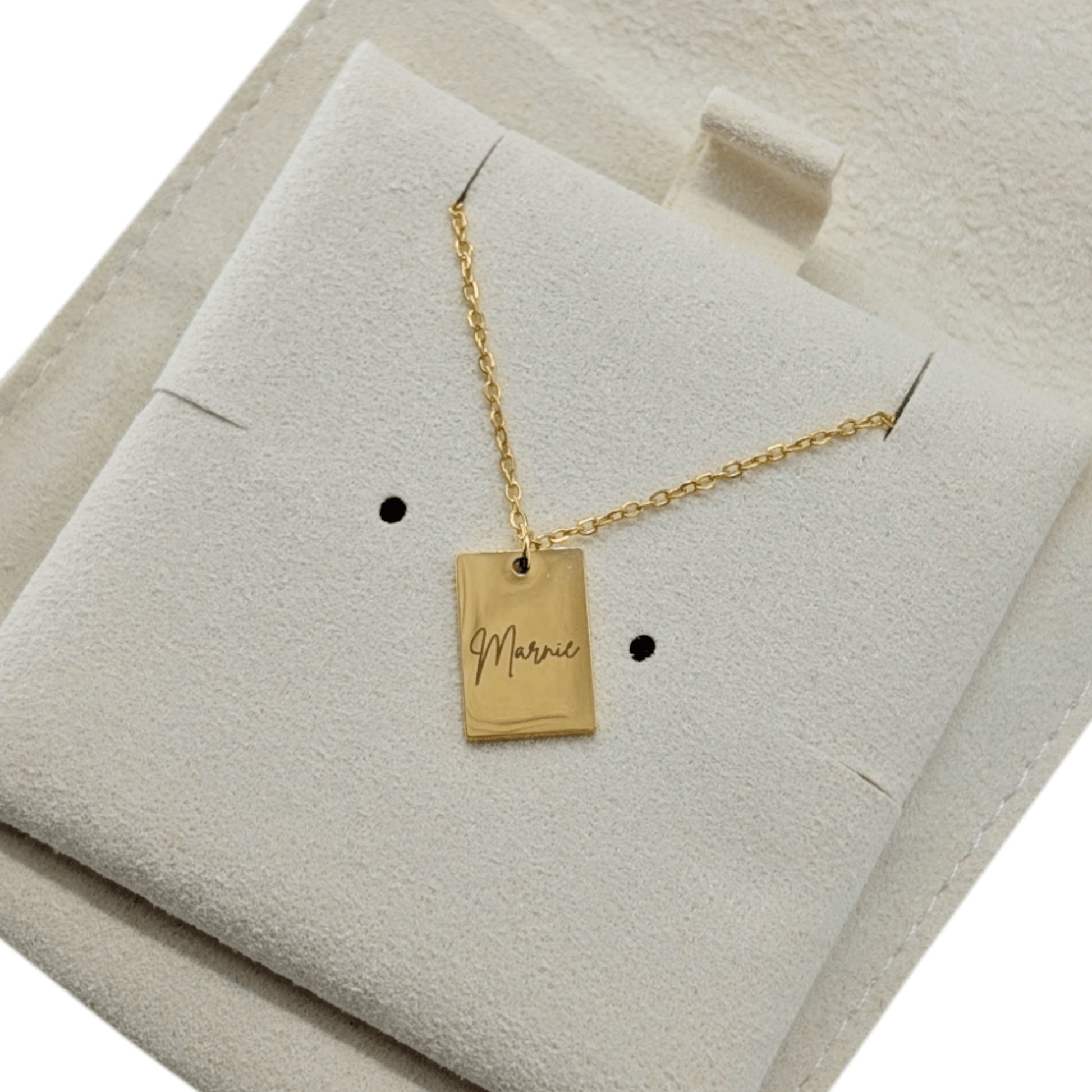Custom Engraved Tiny Tag Necklace in Gold or Silver