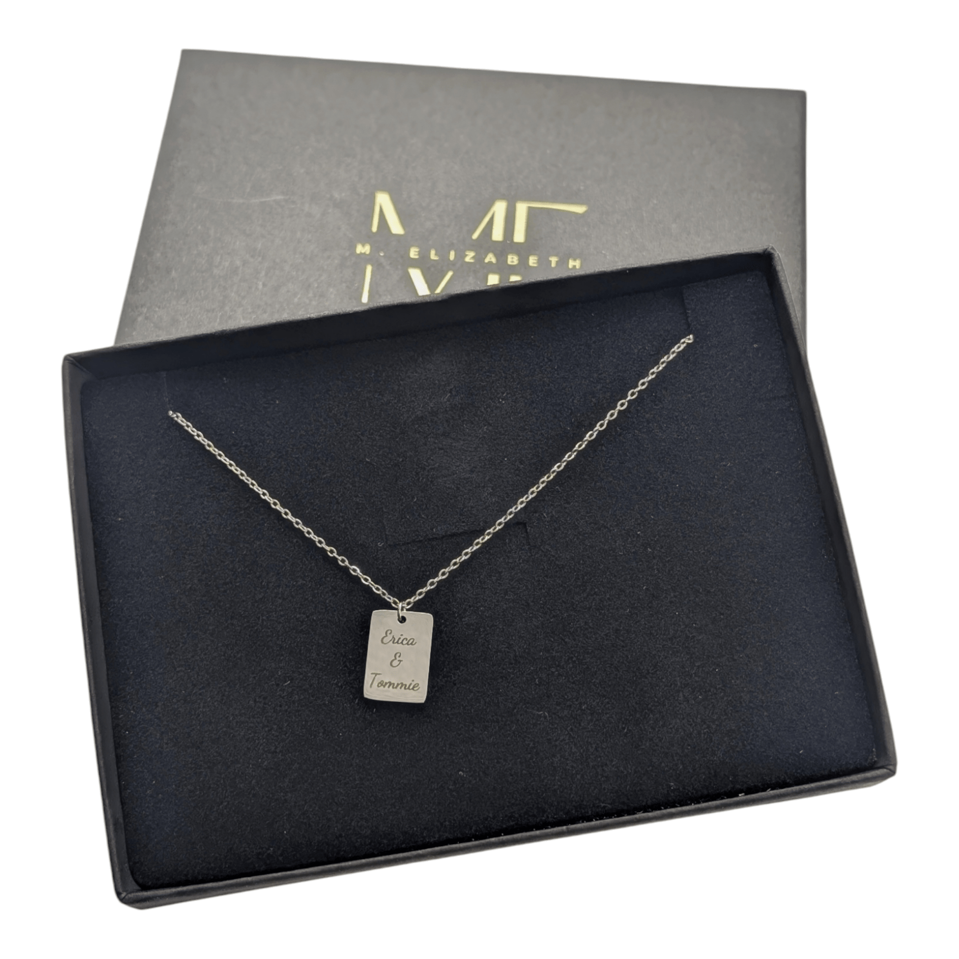 Custom Engraved Tiny Tag Necklace in Gold or Silver