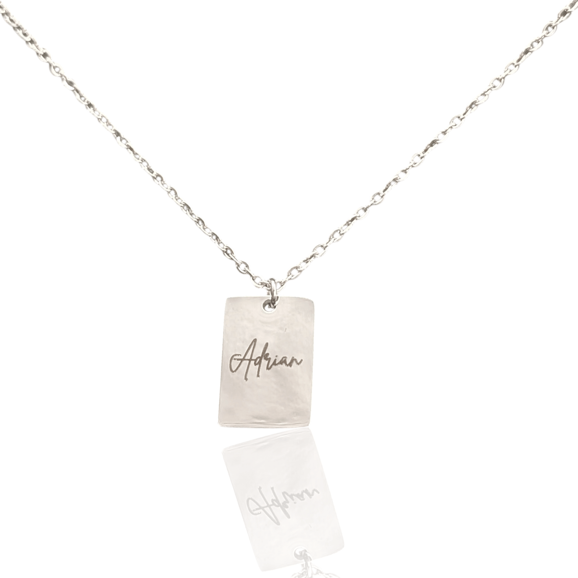 Custom Engraved Tiny Tag Necklace in Gold or Silver