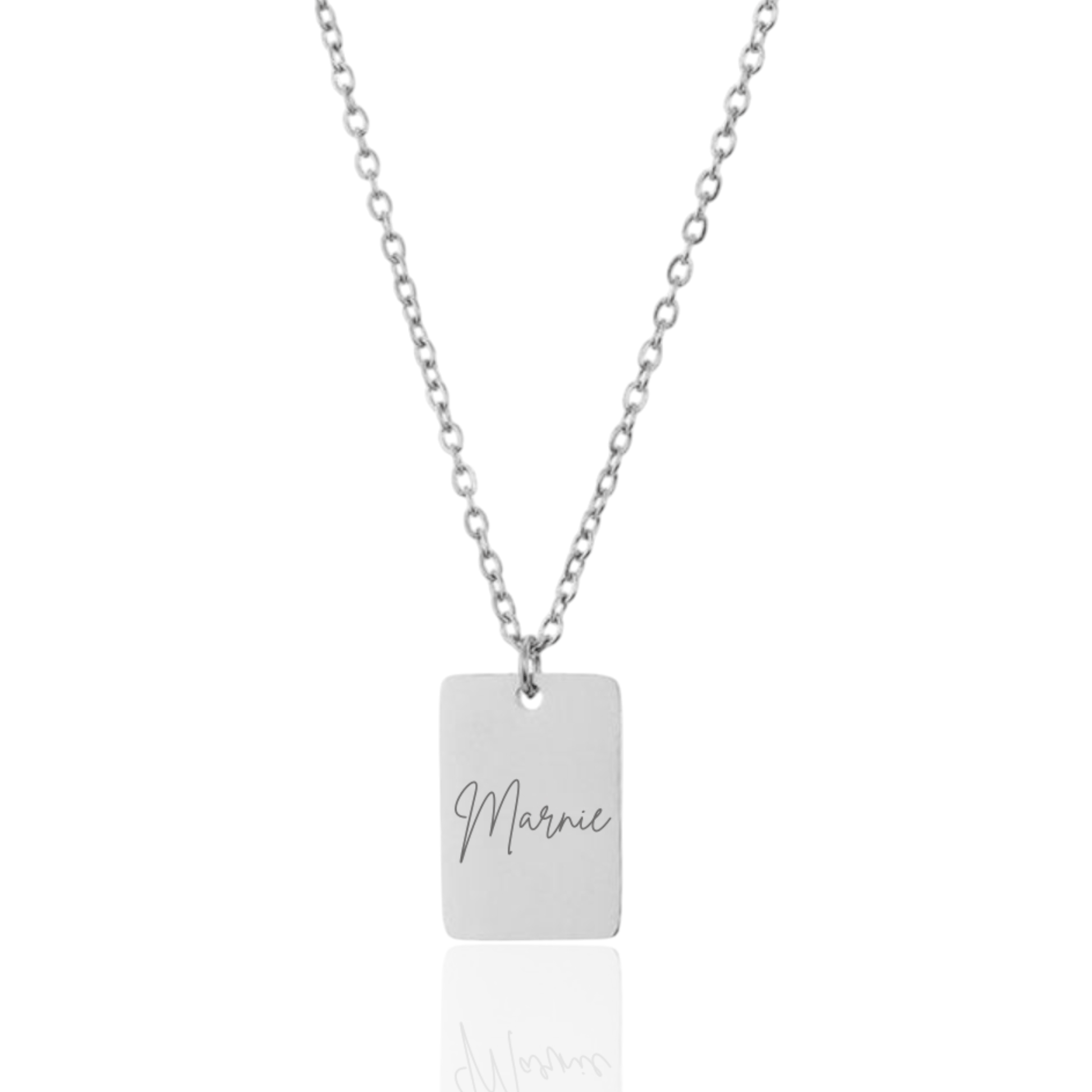 Custom Engraved Tiny Tag Necklace in Gold or Silver