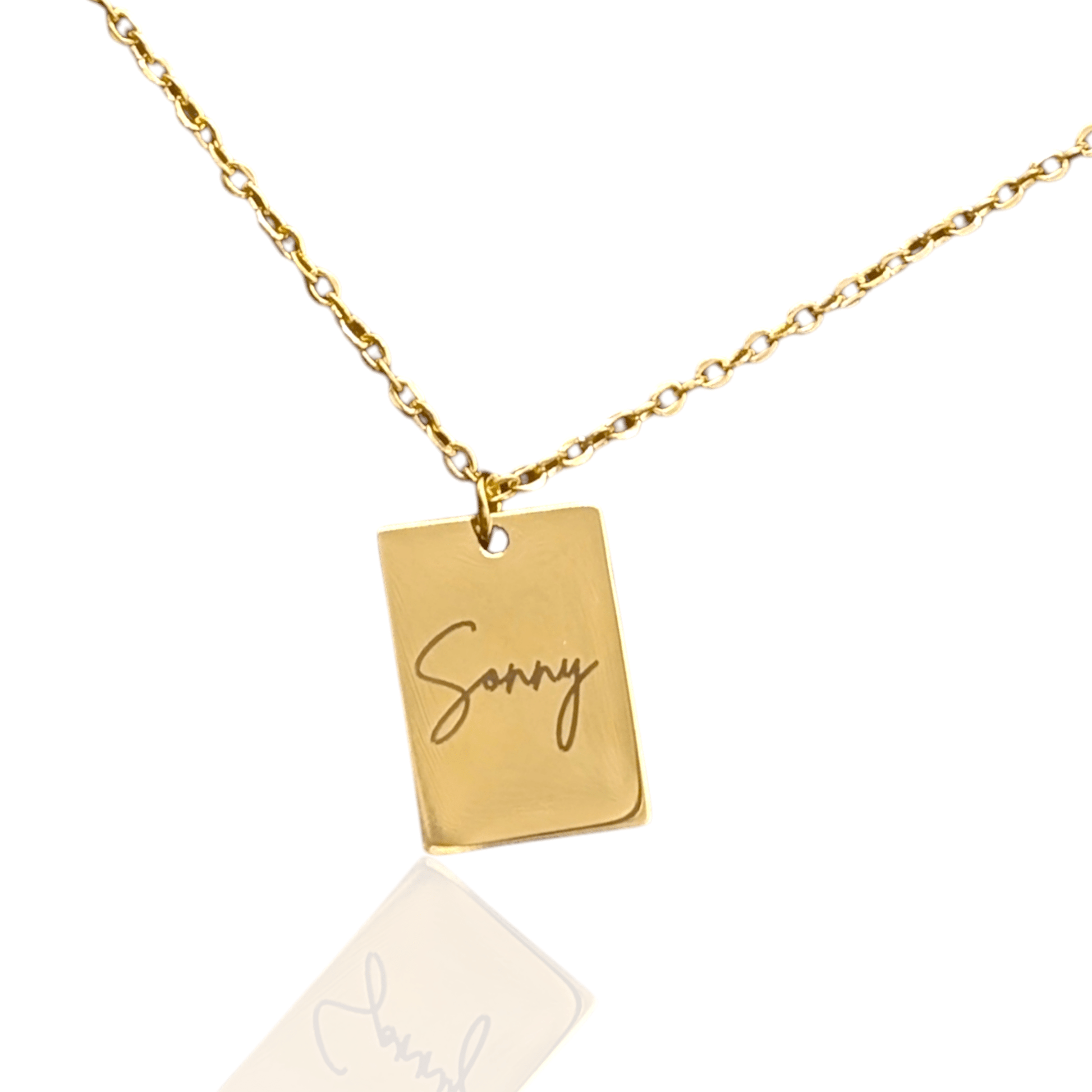 Custom Engraved Tiny Tag Necklace in Gold or Silver