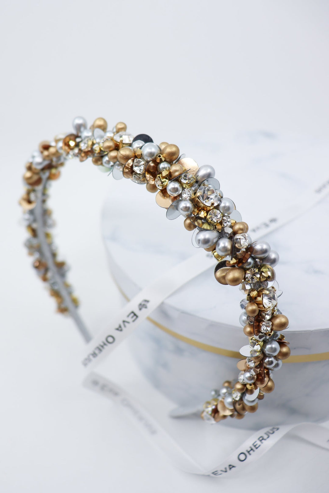 Lena Beaded Thin Headband – Swarovski & Preciosa Elegance by Eva Oherjus at www.brixbailey.com