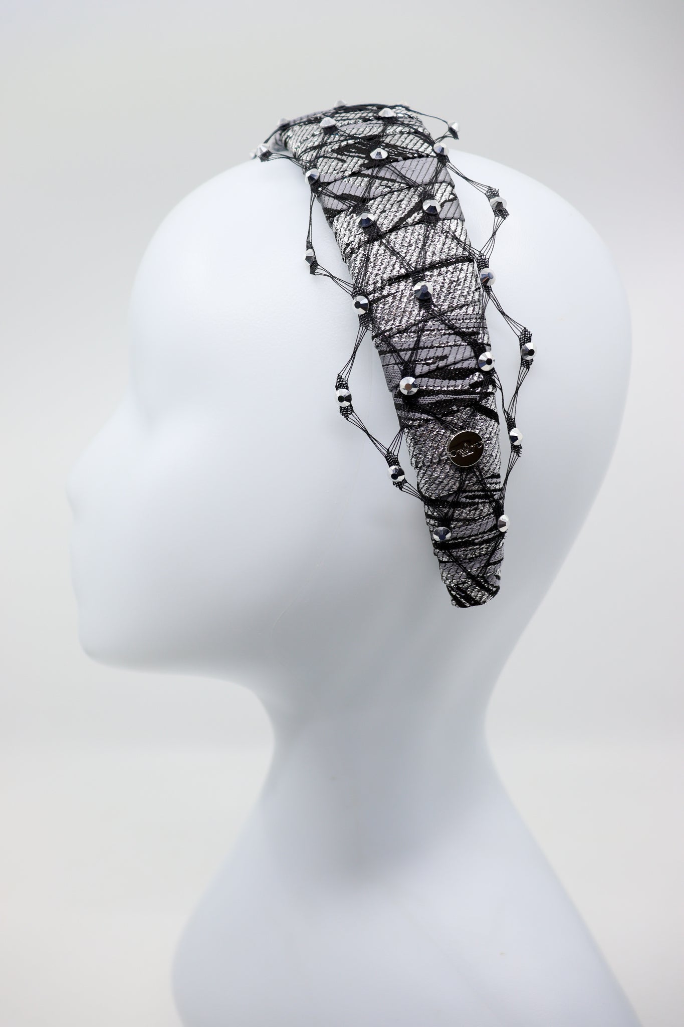 Fiona Headband with Honeycomb Veil & Swarovski Crystals – Elegant Design by Eva Oherjus at www.brixbailey.com