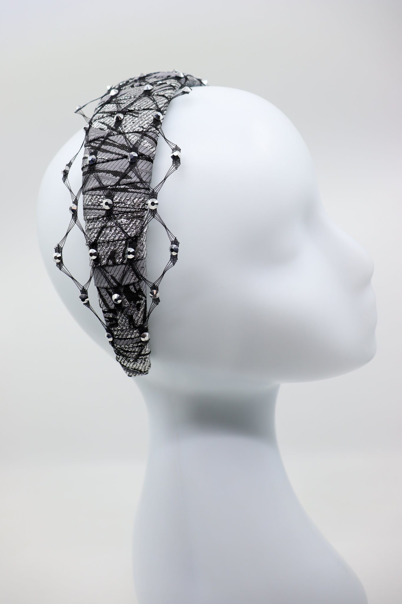 Fiona Headband with Honeycomb Veil & Swarovski Crystals by Eva Oherjus at www.brixbailey.com