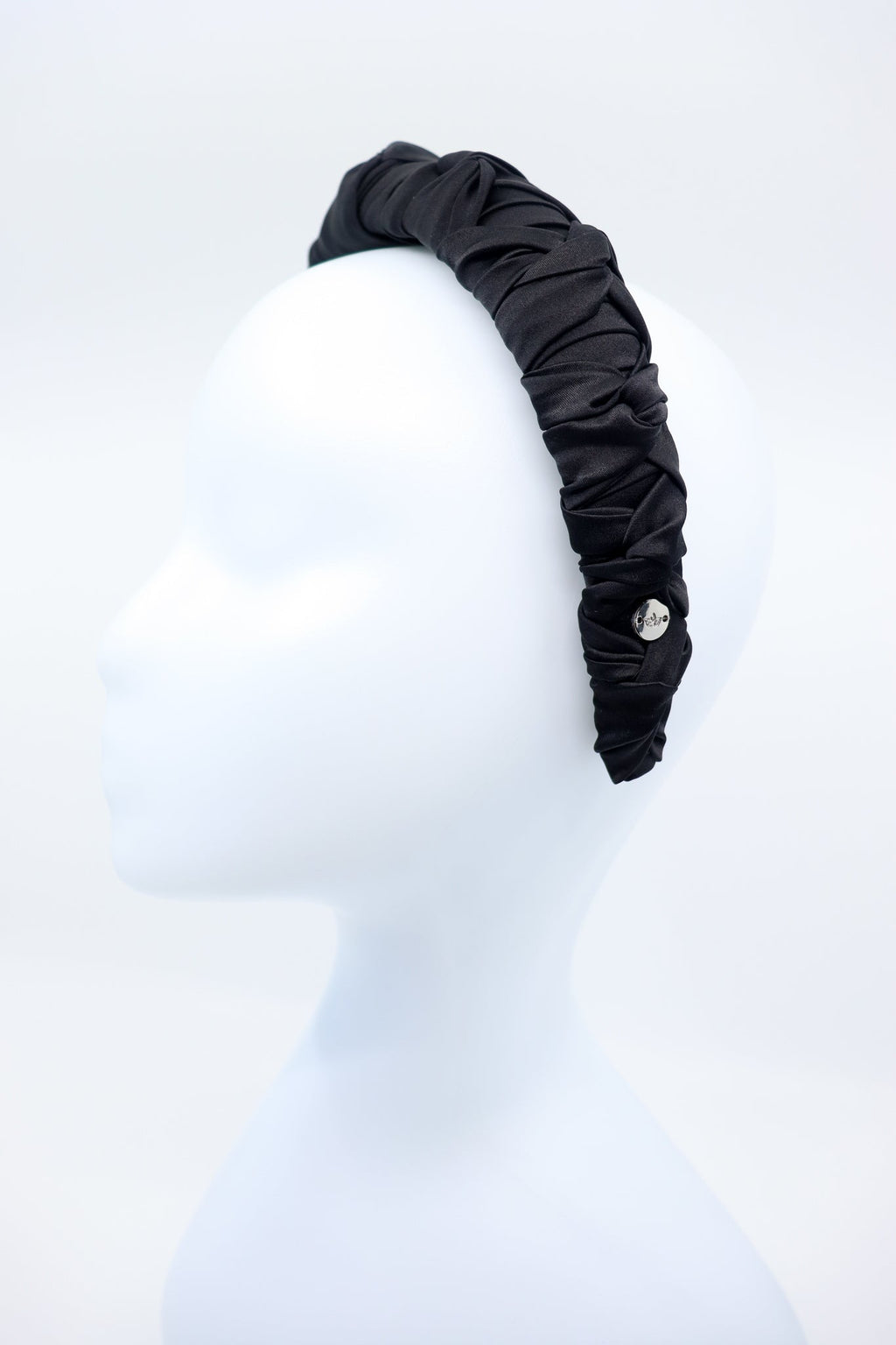 Luxury Joanna Black Mulberry Silk Knotted Headband by Eva Oherjus at www.brixbailey.com