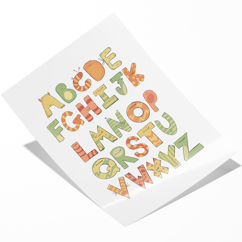 Cute Monster Alphabet Art Print for Kids