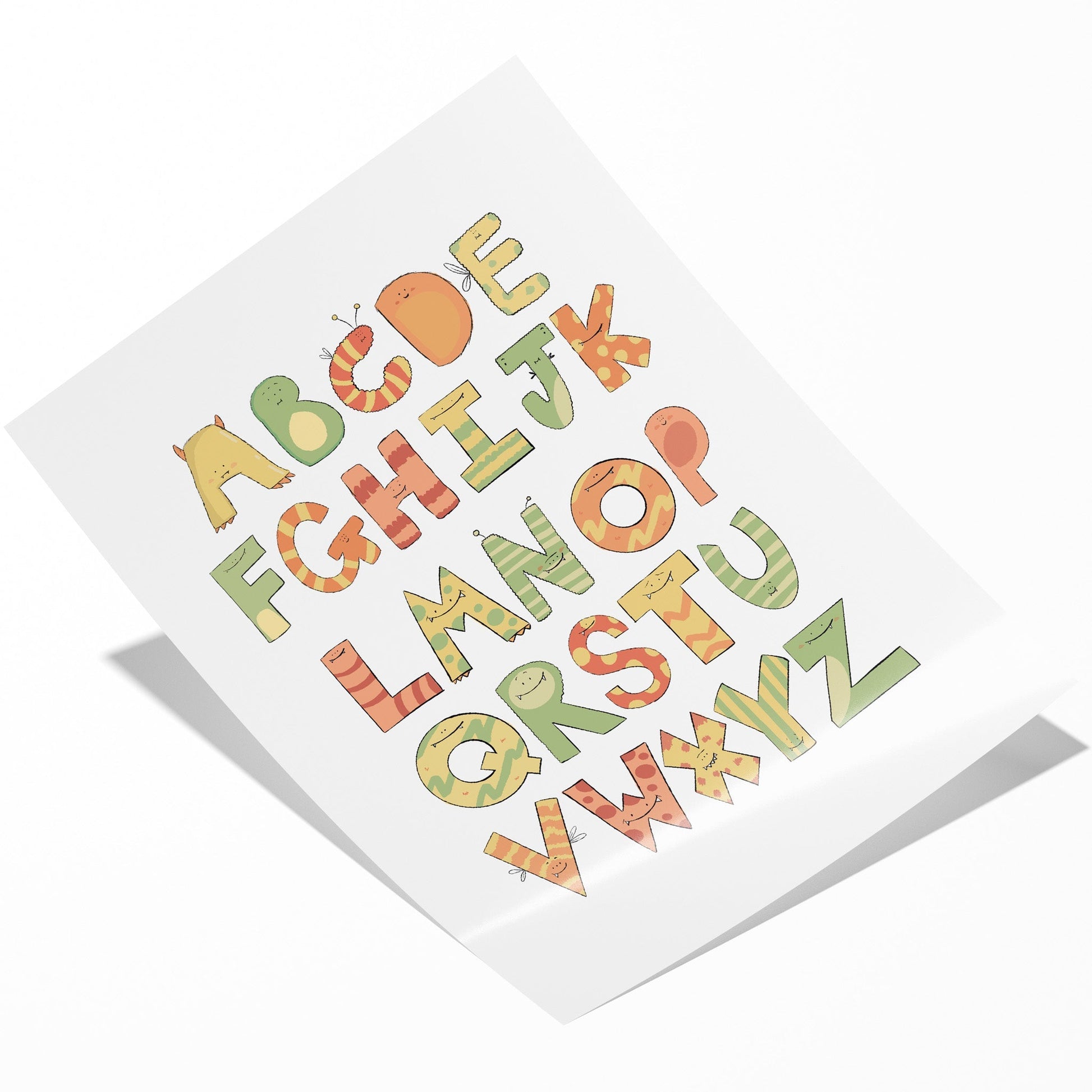 Cute Monster Alphabet Art Print for Kids