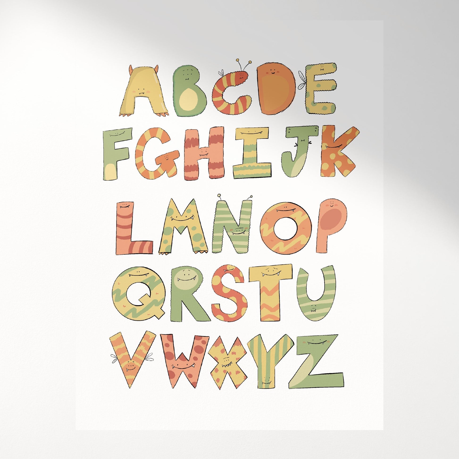 Cute Monster Alphabet Art Print for Kids