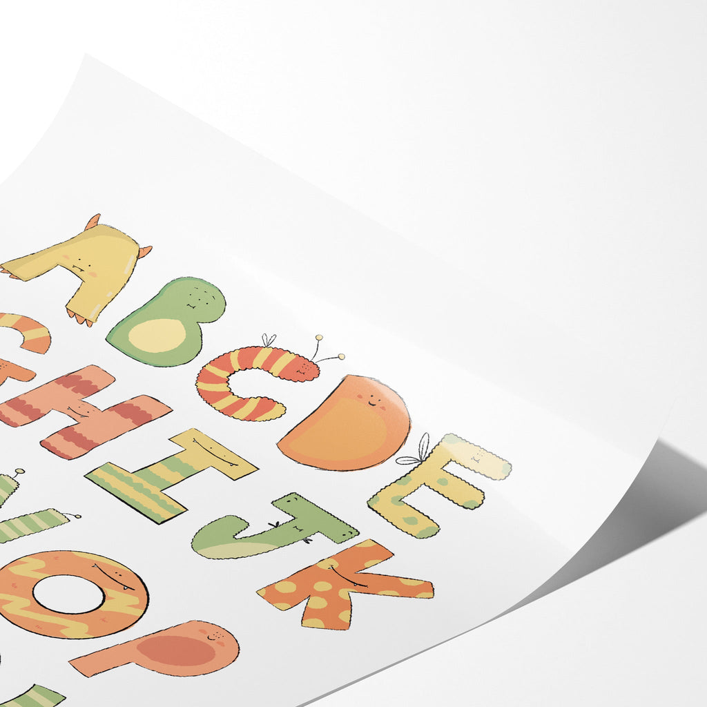 Cute Monster Alphabet Art Print for Kids