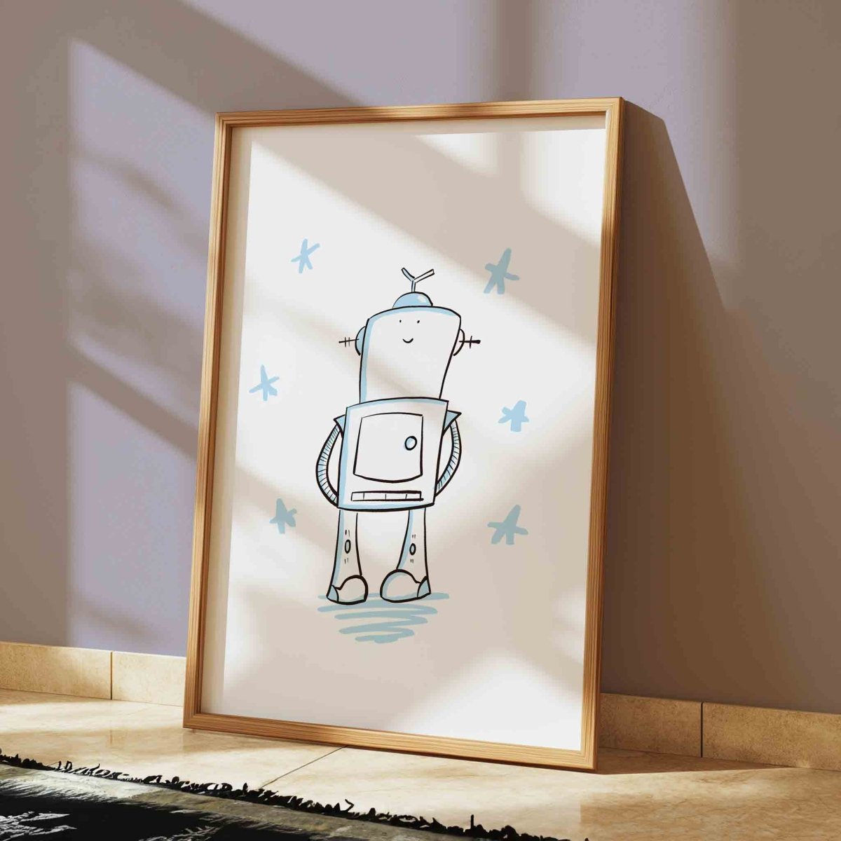Cute Robot Wall Art Print for Kids Bedrooms and Playrooms