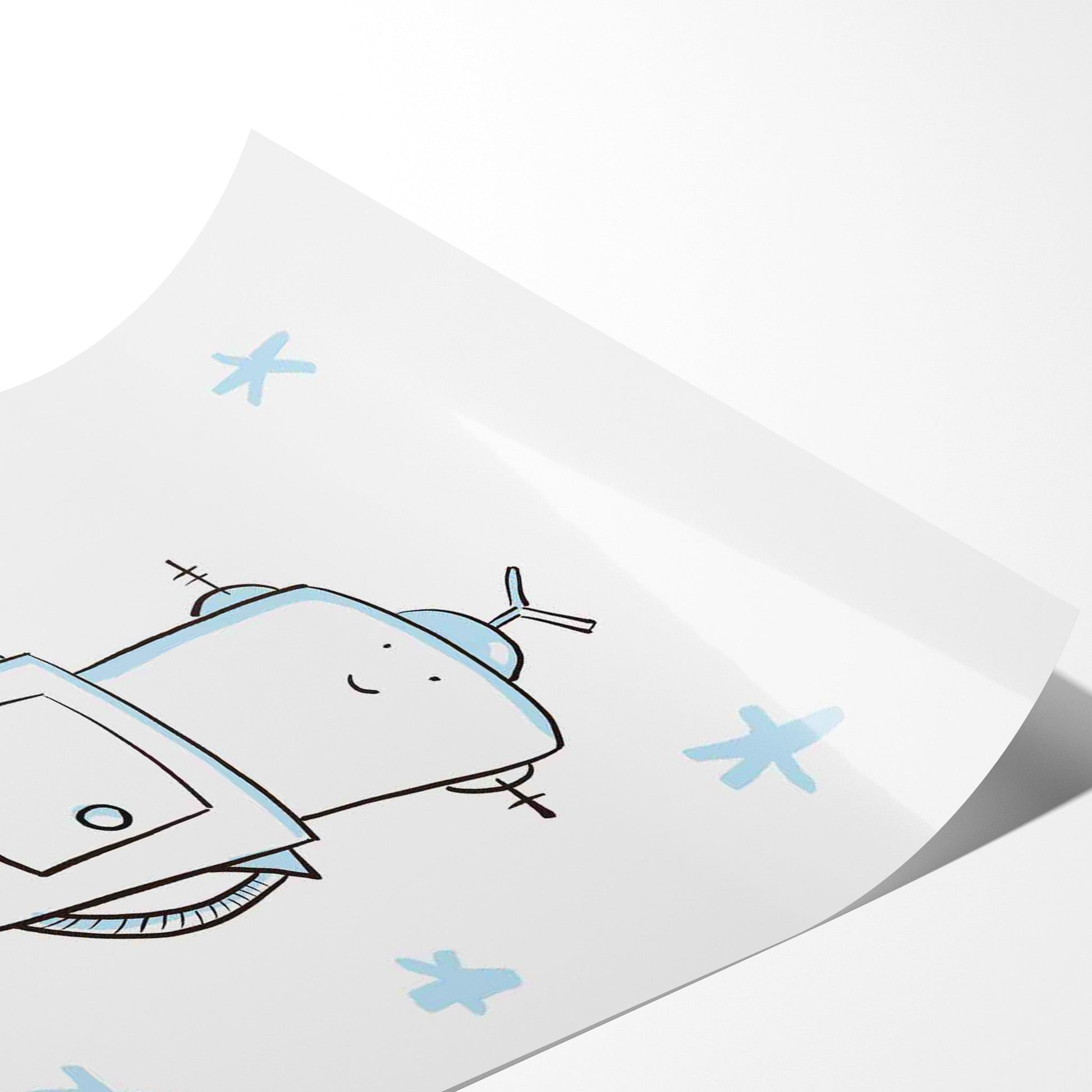 Cute Robot Wall Art Print for Kids Bedrooms and Playrooms