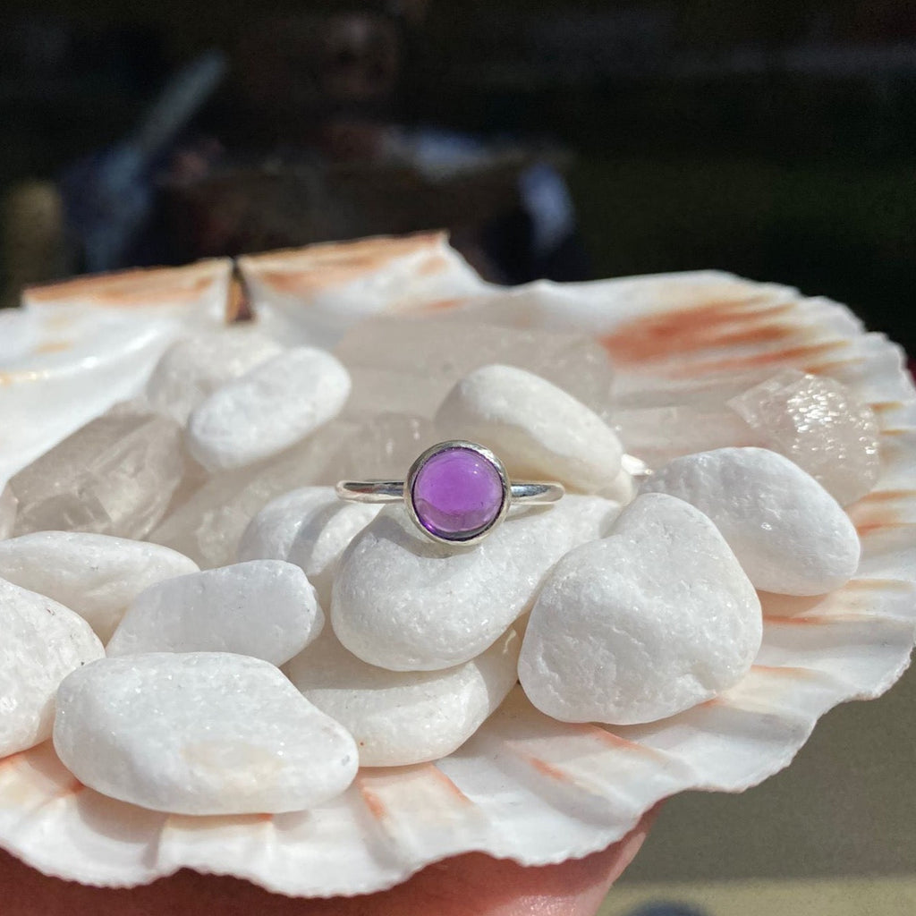 Amethyst Moon Ring in Sterling Silver