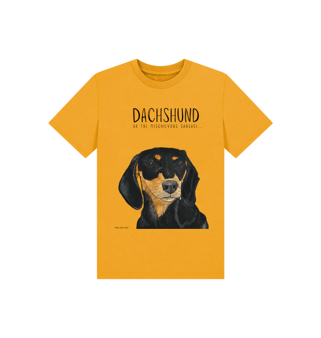 Mischievous Black and Tan Hot Dog Kids T-Shirt