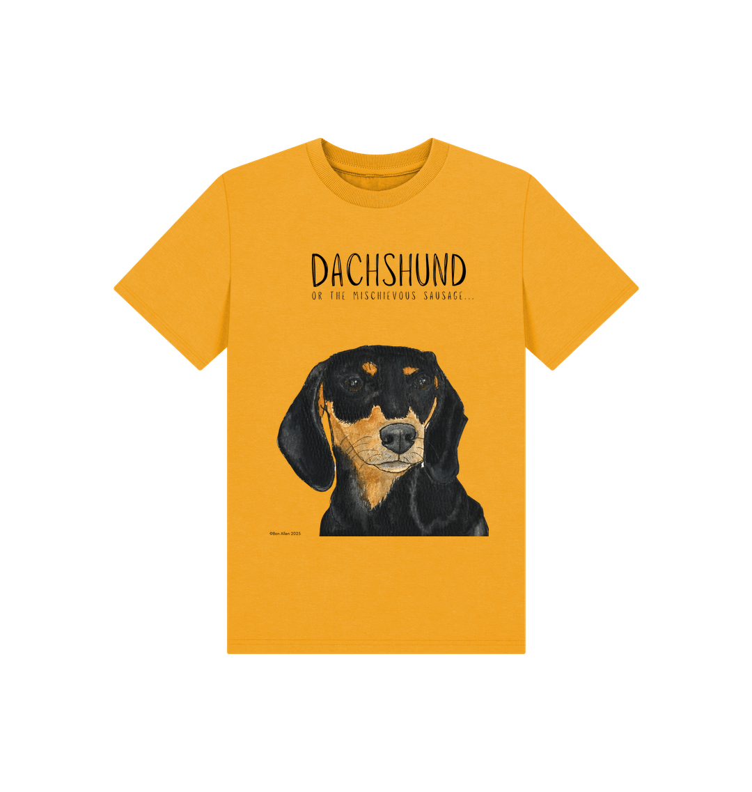 Mischievous Black and Tan Hot Dog Kids T-Shirt