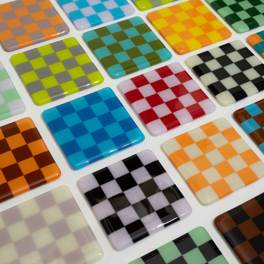 10cm Chequered Dual Colour Coaster Oceanside Collection