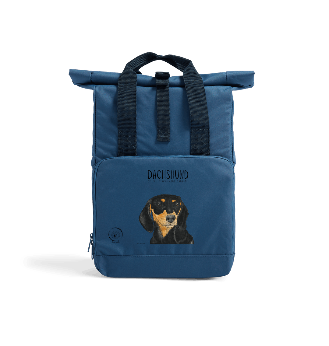 Back and Tan Dachshund Roll Top Backpack