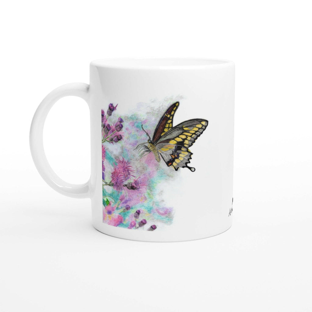 Yellow Butterfly Ceramic Coffee Mug 11oz