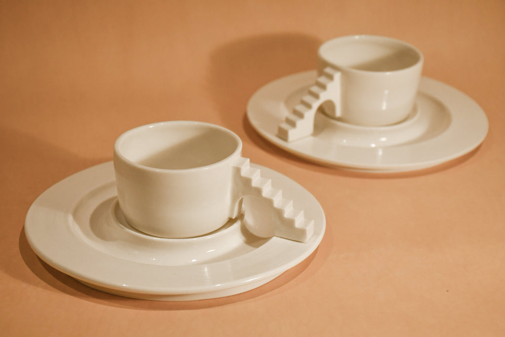 Castle Coffee Set with Architectural Plates and Cups