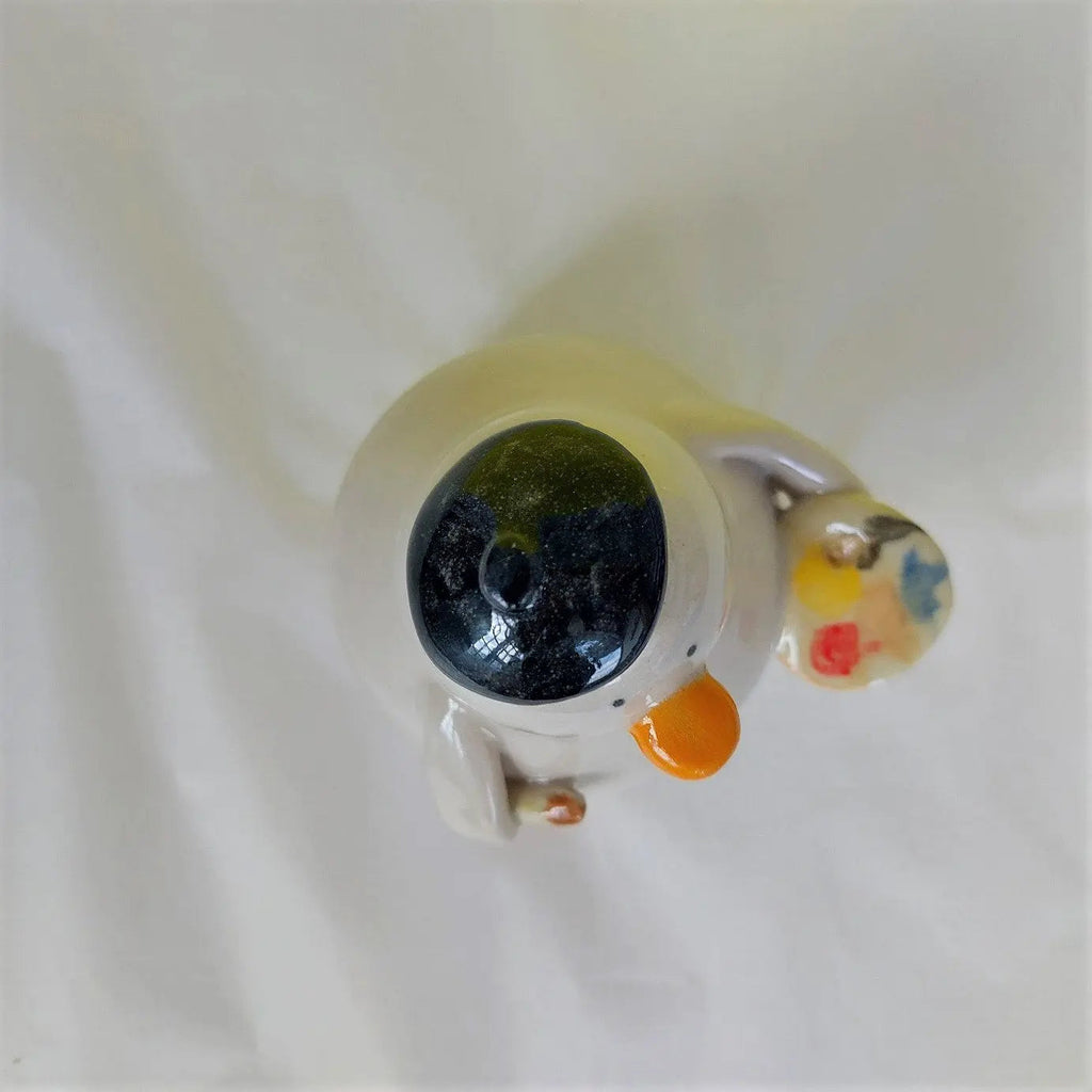 Quackson Pollock Artist Duck Ceramic Figurine