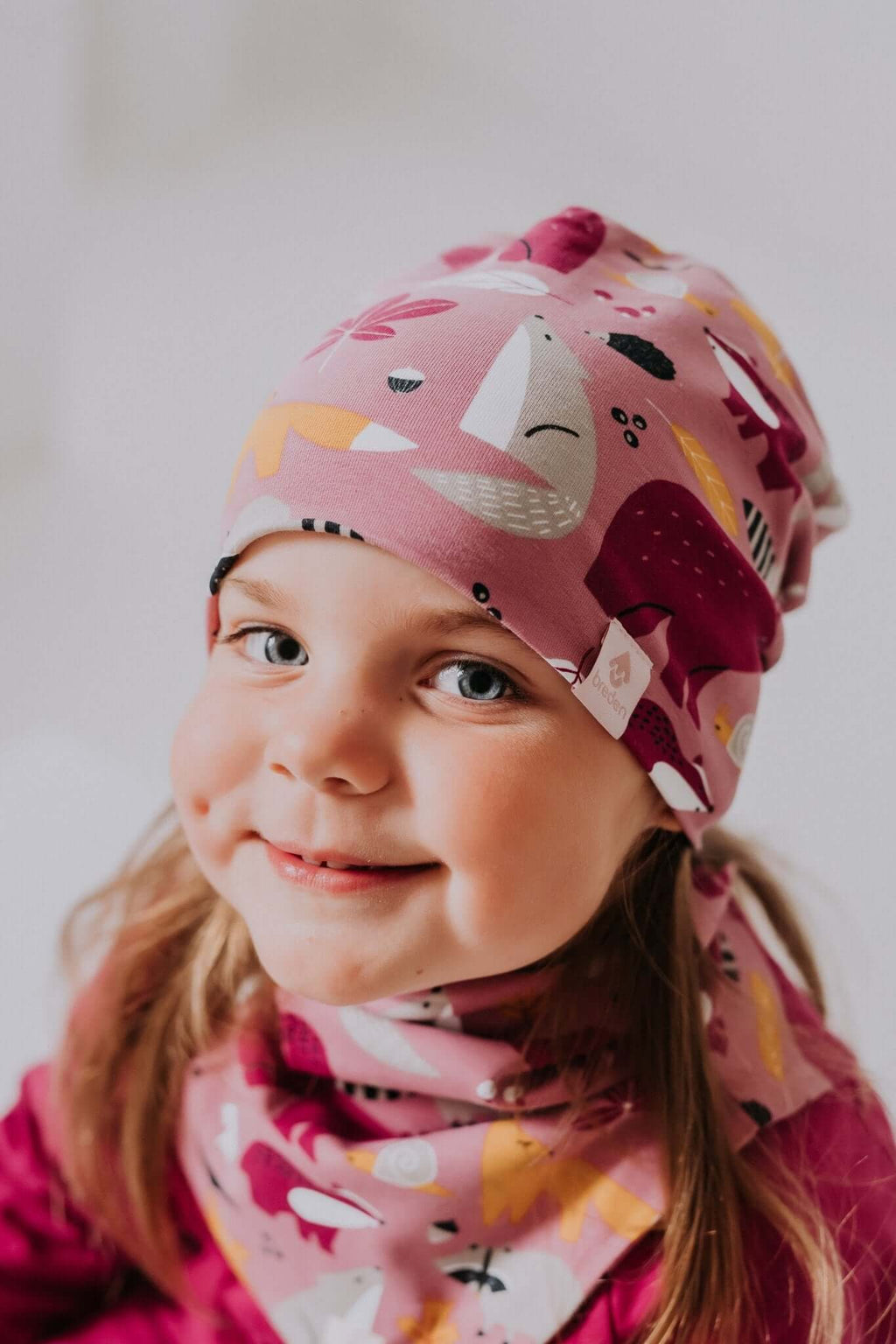 bold kids cotton beanie in warm morning light, ready for adventure
