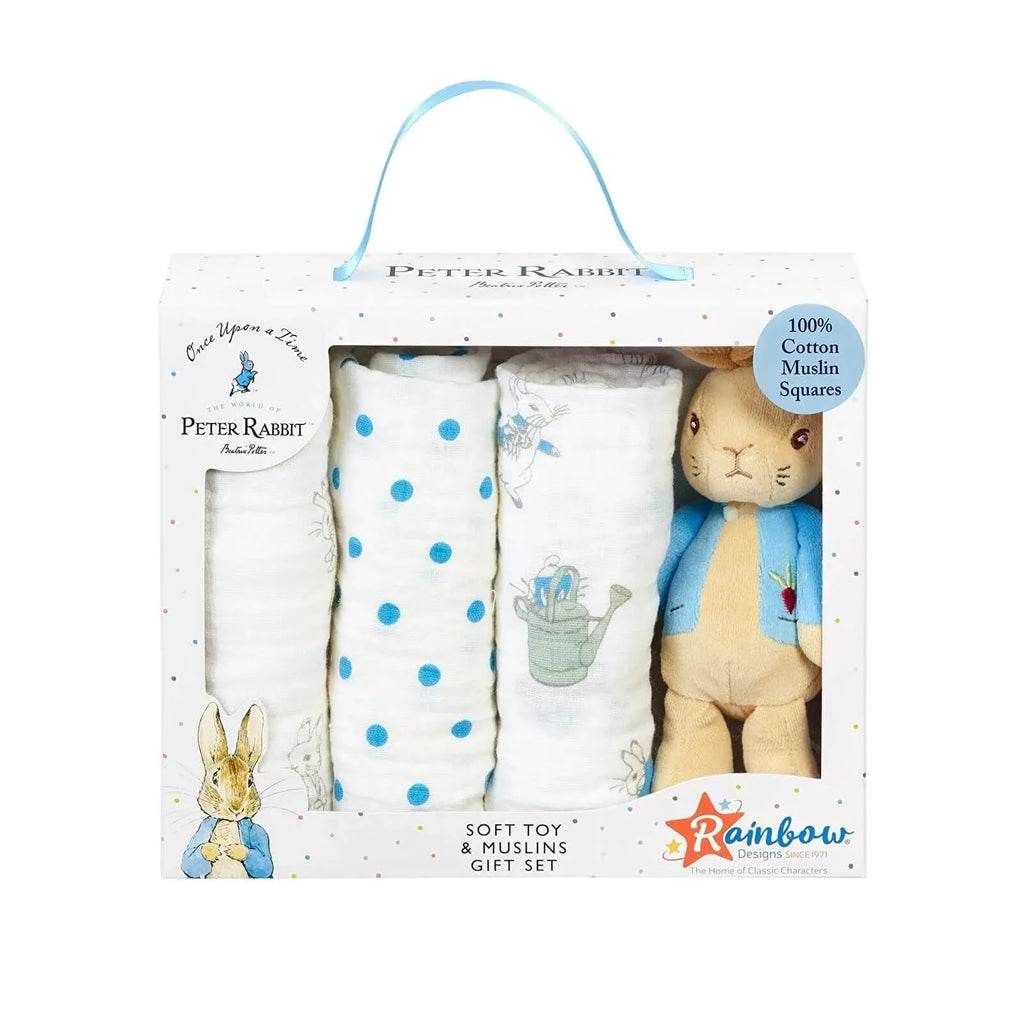 Peter Rabbit Soft Toy and Muslin Set