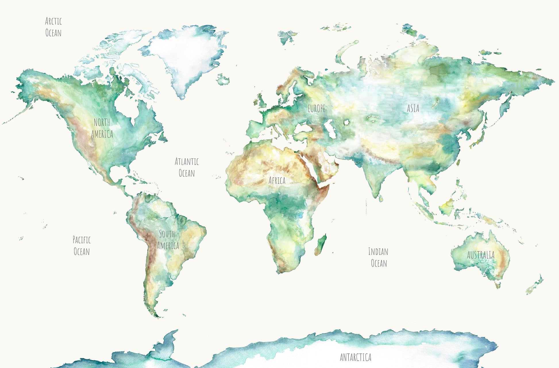 Wildlife World Map Mural Wallpaper for Children