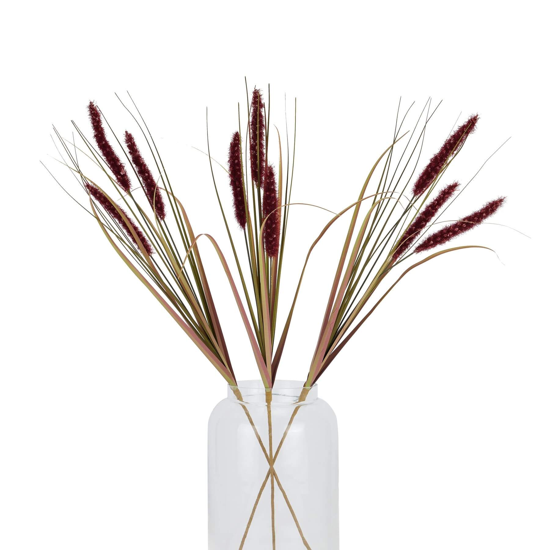 Ruby red artificial grass stems, triple-stem design, 80cm tall for lush floral arrangements by Sostter at brixbailey.com