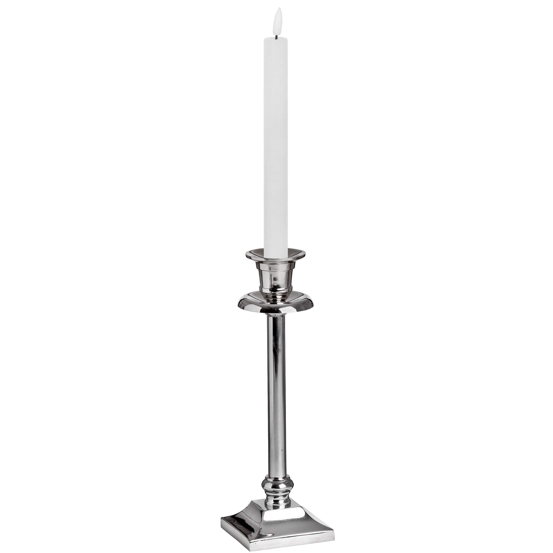 Classic white LED dinner candles with realistic wax texture and flickering flame effect, set of two by RoomLondon at brixbailey.com