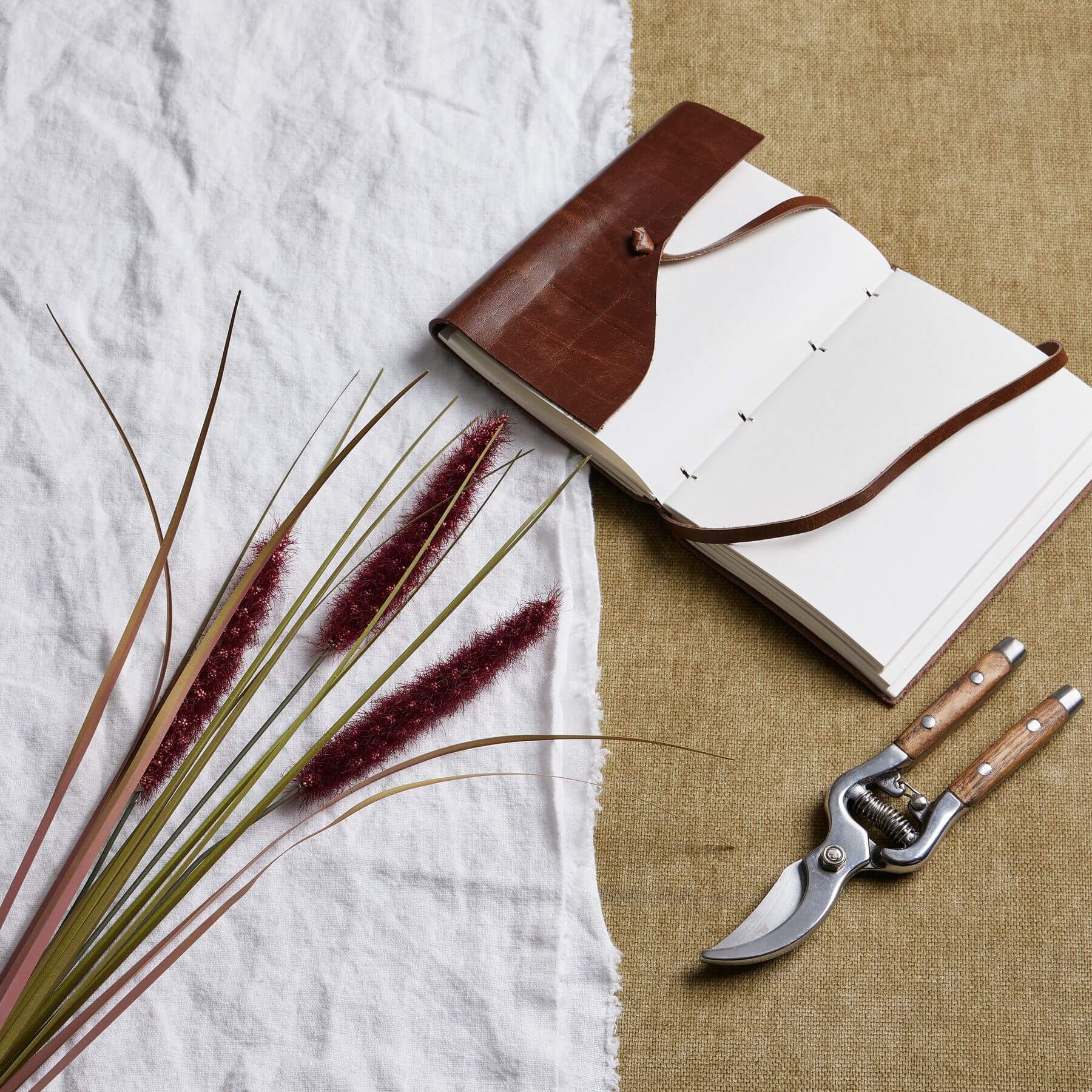 Luxury ruby red artificial grass stems, triple-stemmed design for lush floral arrangements, 80cm height  by Sostter at brixbailey.com