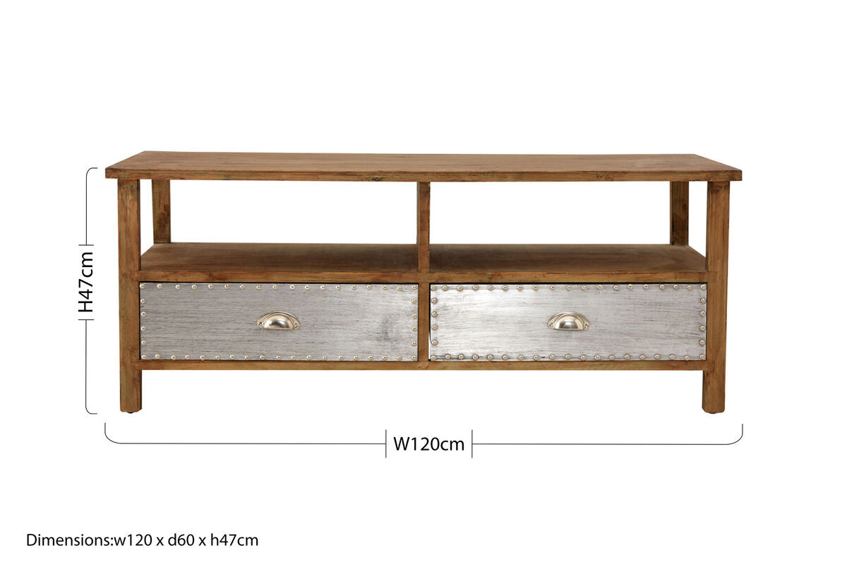 Natural Wood Grain Coffee Table with Aluminium Detailing and Storage