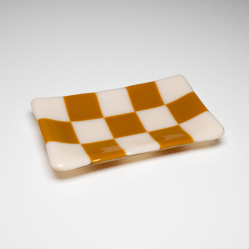 Chequered Dual Colour Medium Glass Tray 15cm