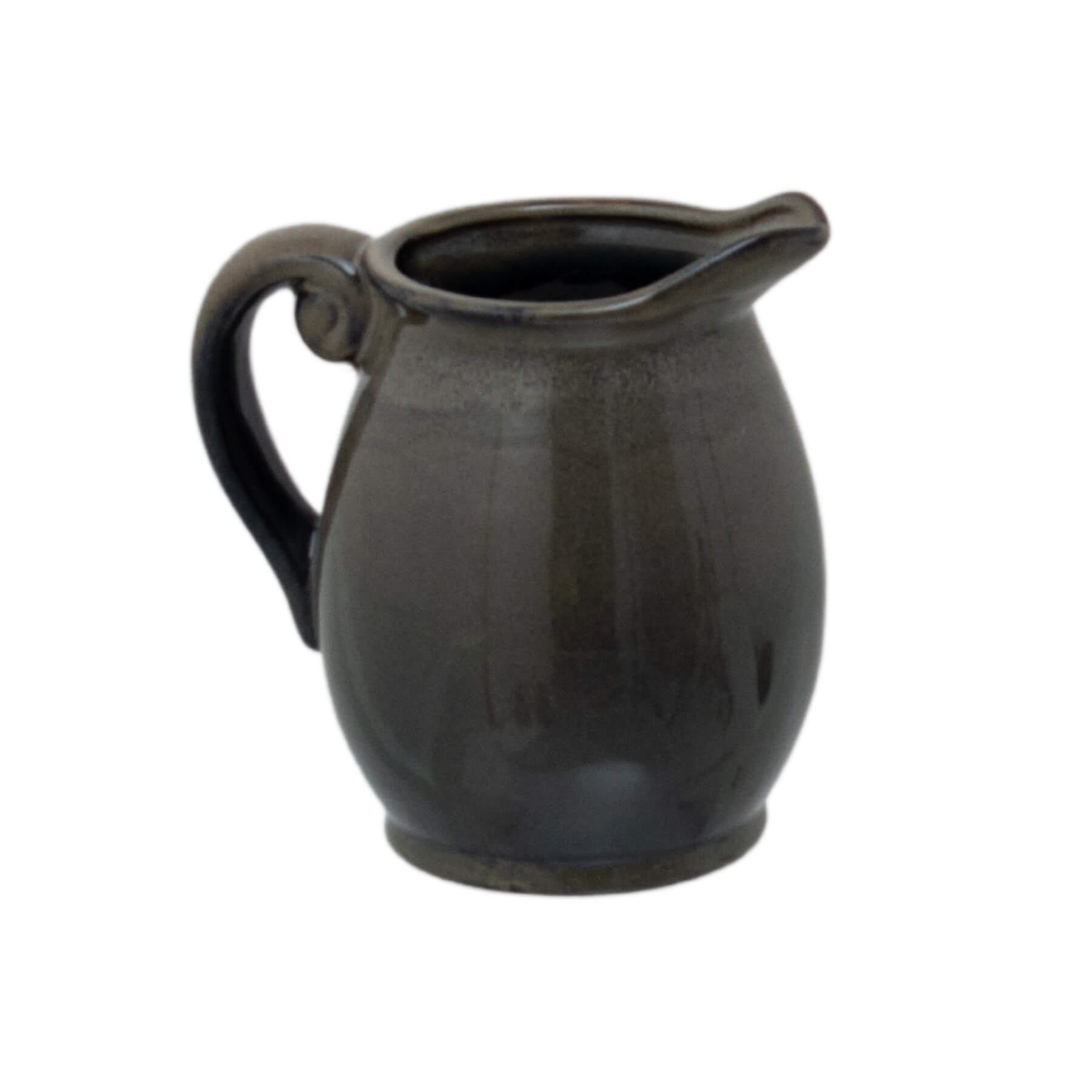Handcrafted Mediterranean ceramic vase with reactive glaze in organic green and charcoal, unique textured surface. by Sostter at brixbailey.com