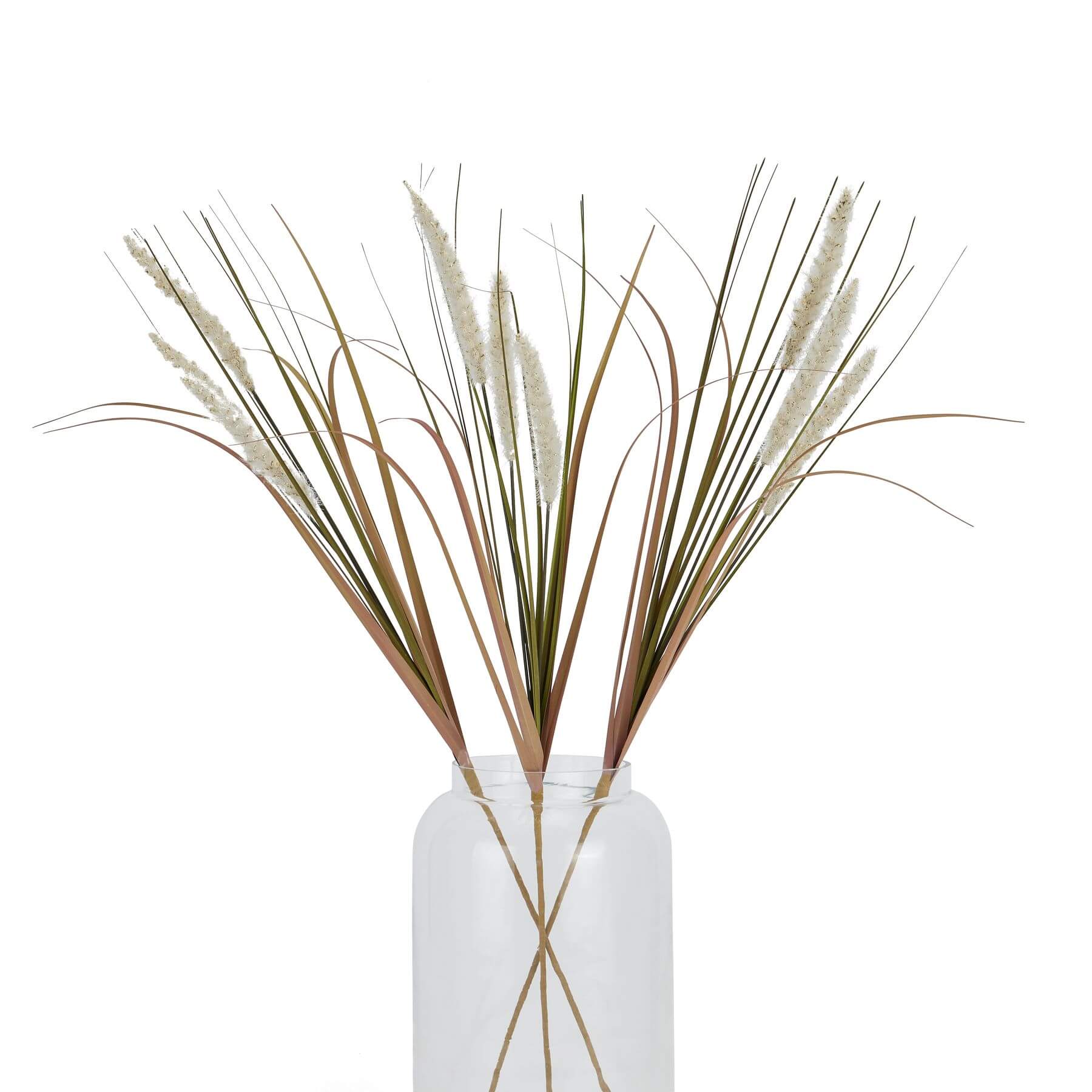 Cream artificial grass stems, 80cm tall, triple-stem design for natural volume in home decor. by RoomLondon at brixbailey.com