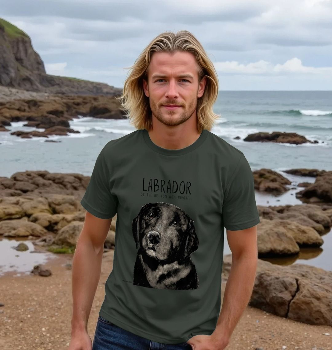 Black Labrador Men's T-Shirt Snack Goals and Tail Wags