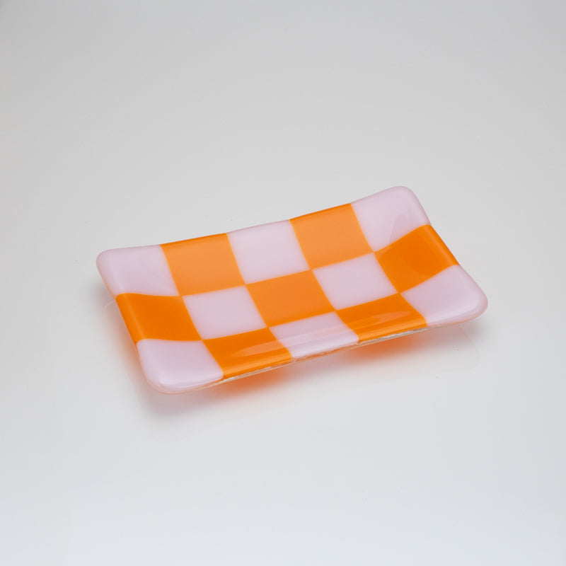 Chequered Dual Colour Medium Glass Tray 15cm