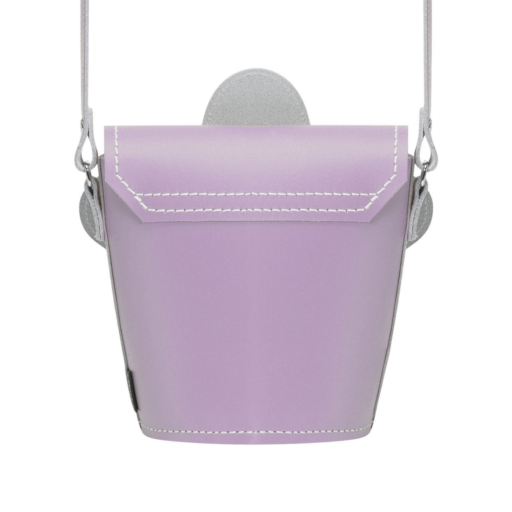 Handmade Leather Daisy Barrel Bag in Pastel Violet