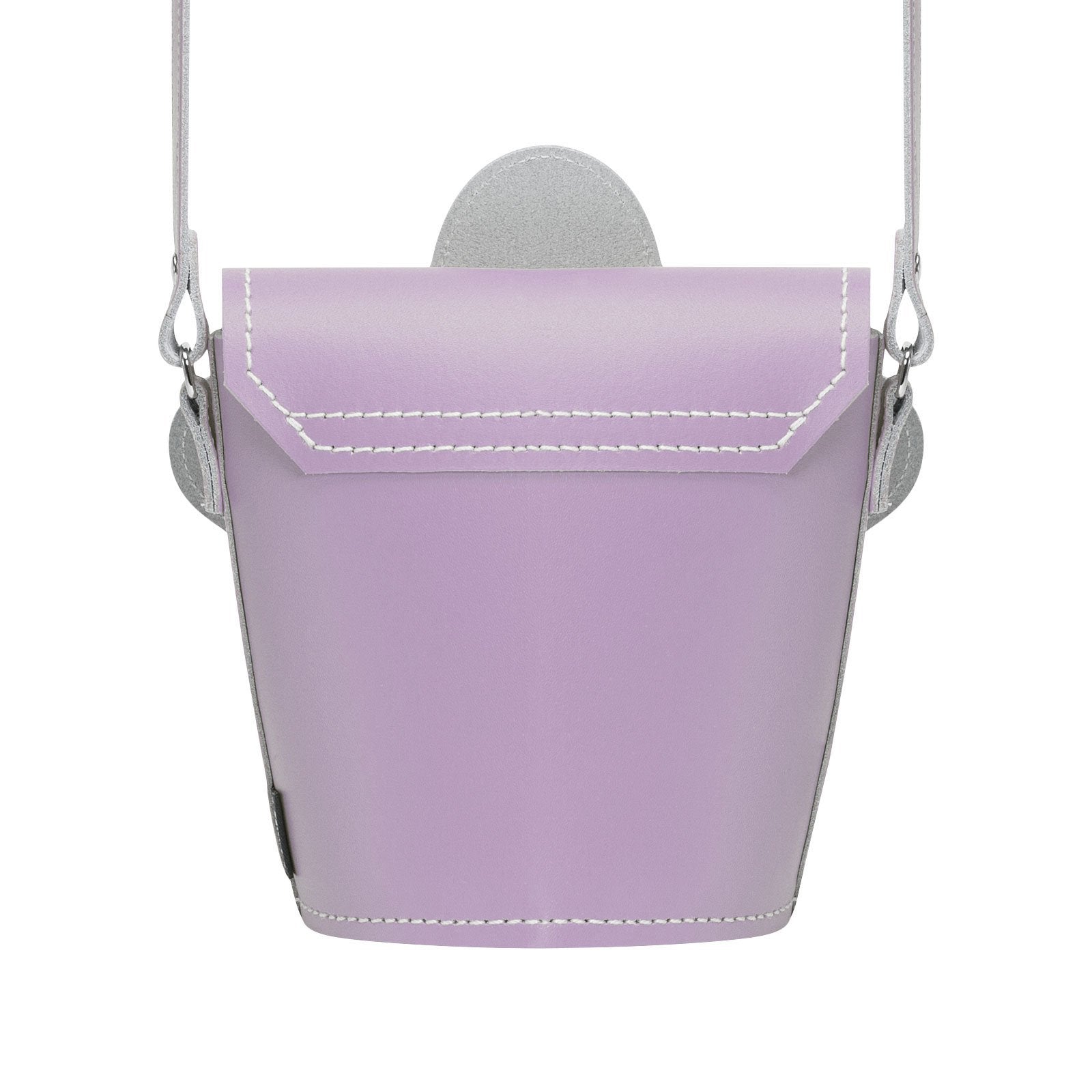 Handmade Leather Daisy Barrel Bag in Pastel Violet