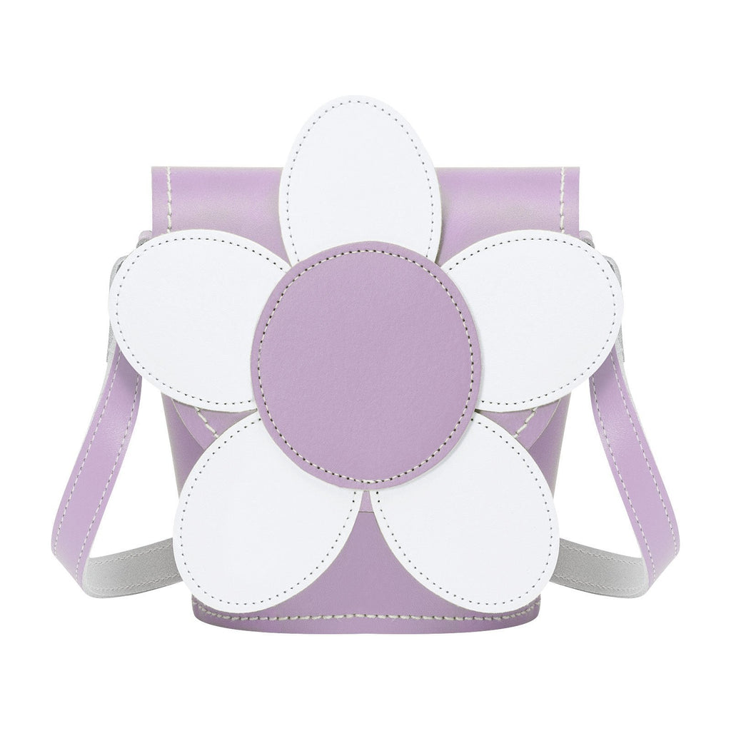 Handmade Leather Daisy Barrel Bag in Pastel Violet