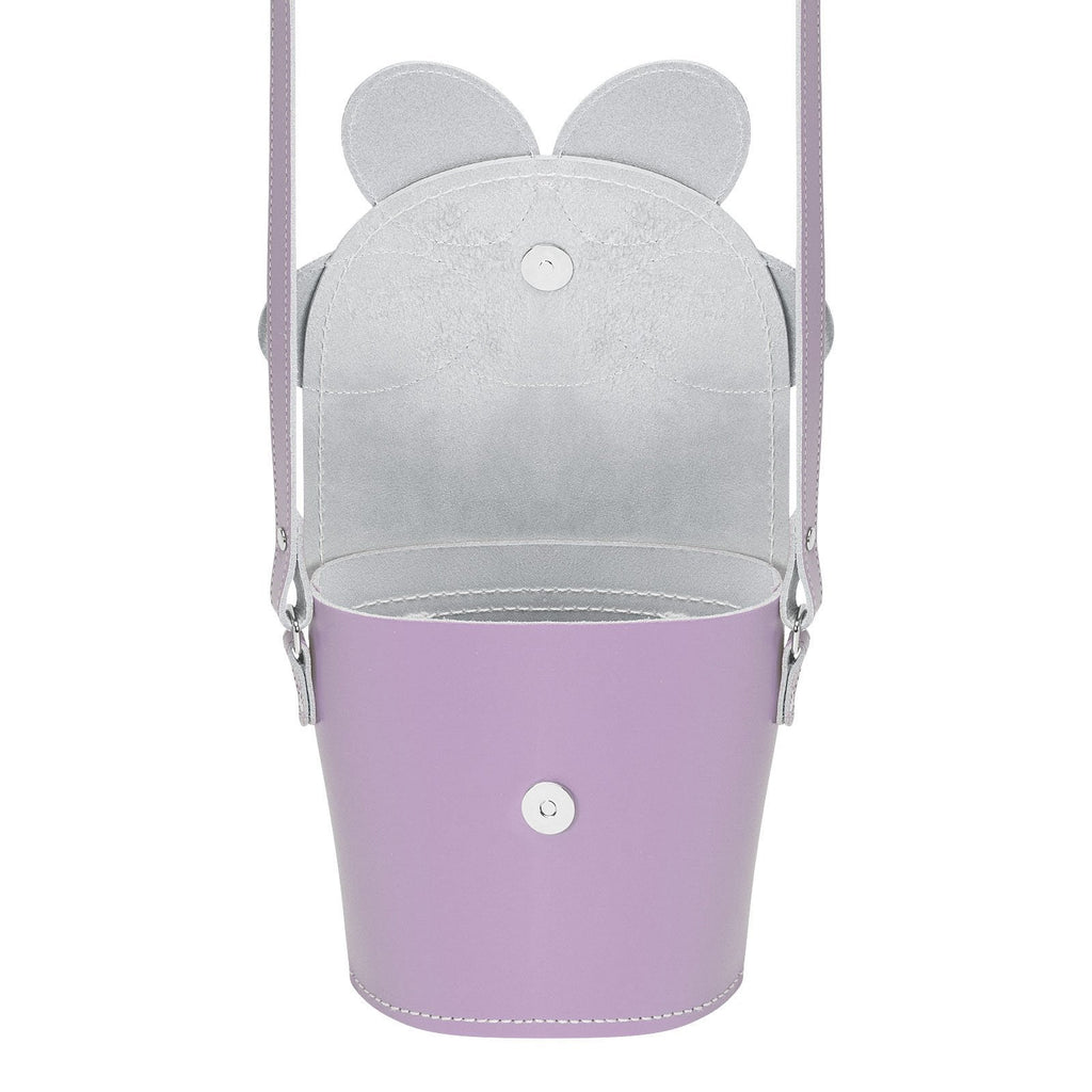 Handmade Leather Daisy Barrel Bag in Pastel Violet