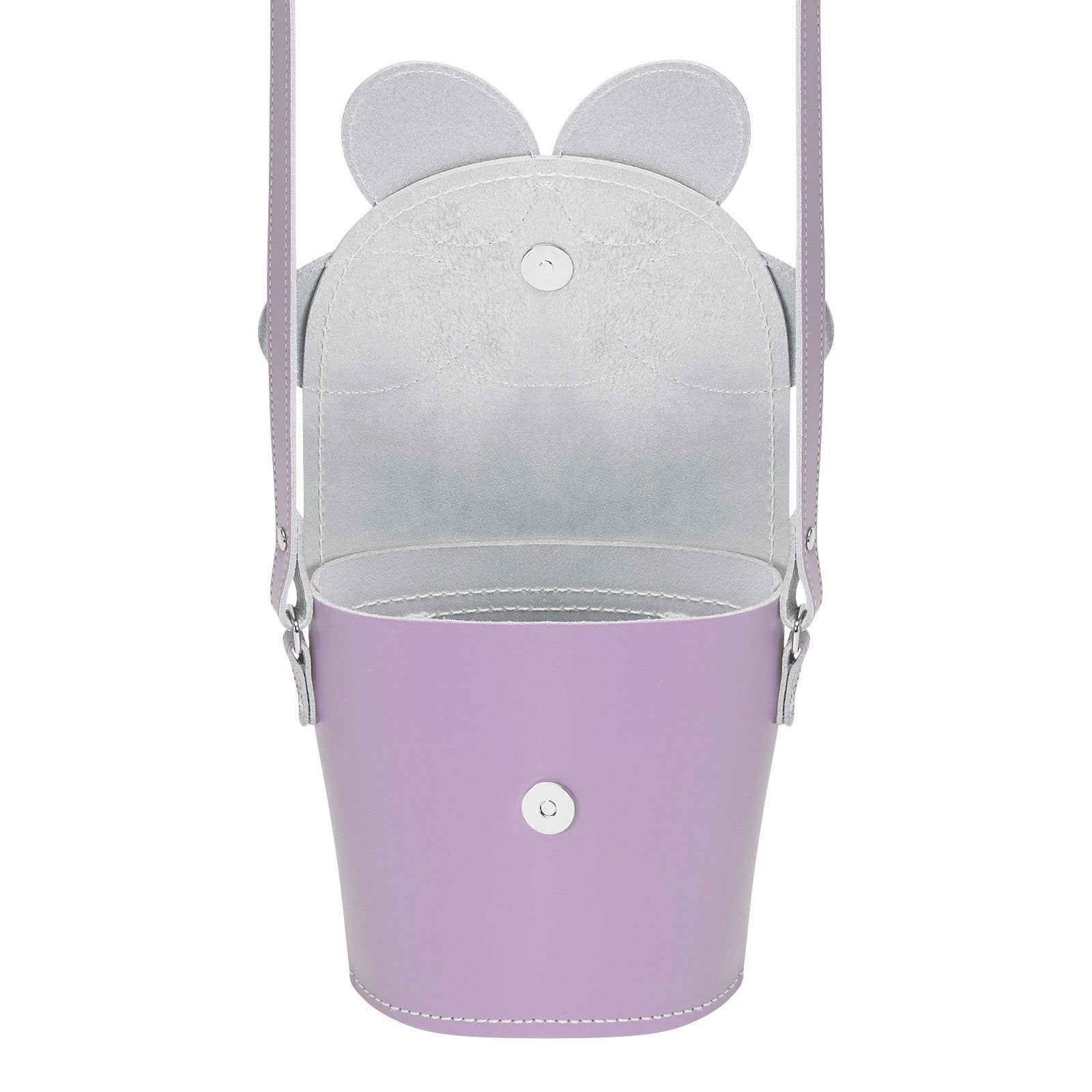 Handmade Leather Daisy Barrel Bag in Pastel Violet