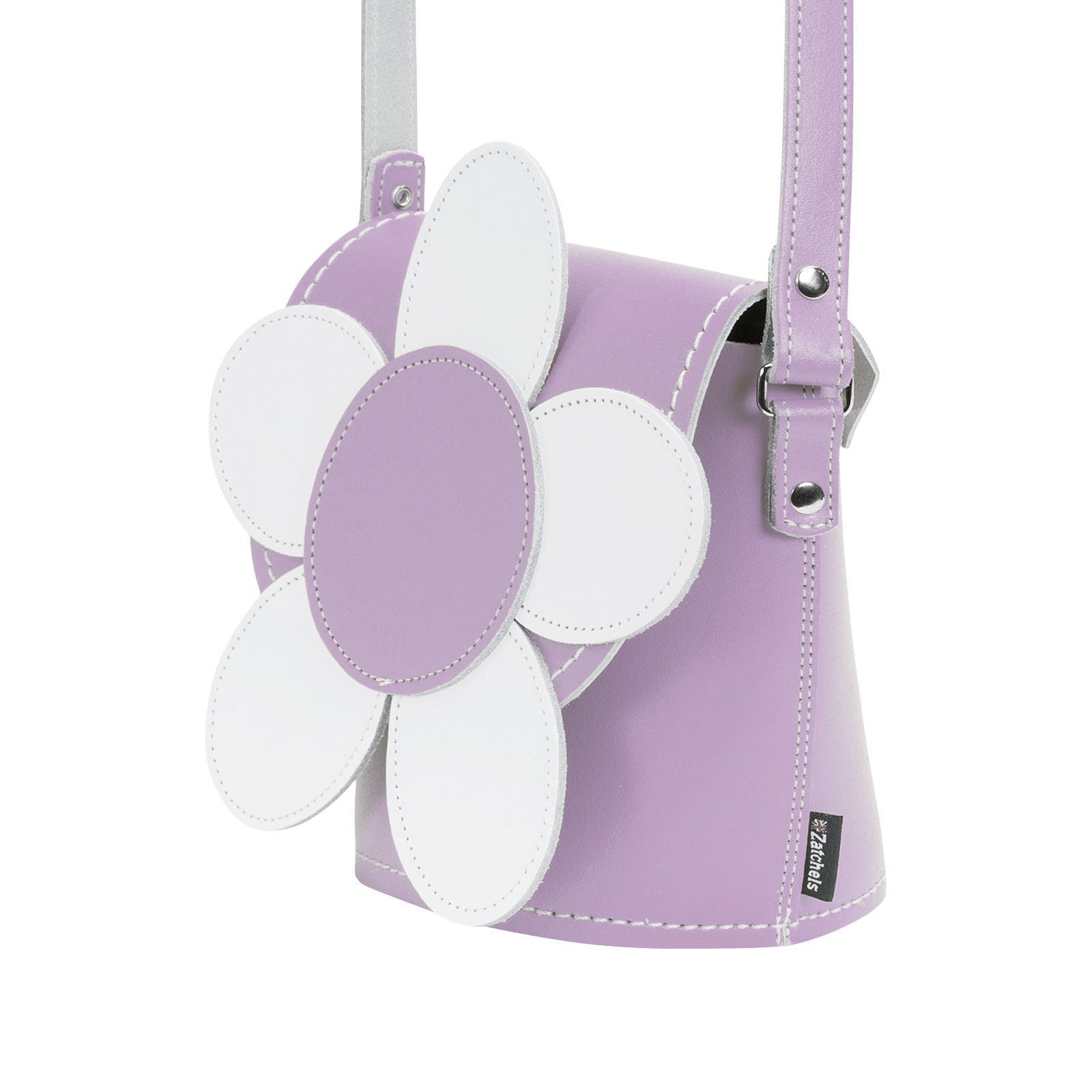 Handmade Leather Daisy Barrel Bag in Pastel Violet