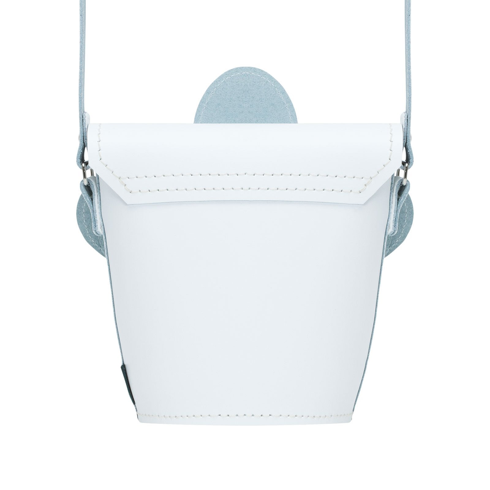 Handmade Leather Daisy Barrel Bag in White and Violet