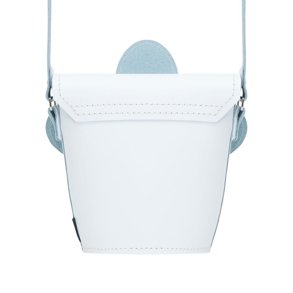 Handmade Leather Daisy Barrel Bag in White