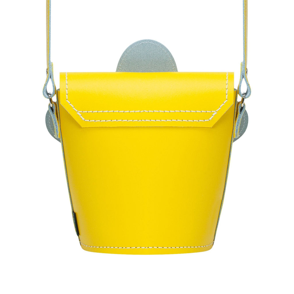 Handmade Leather Daisy Barrel Bag in Pastel Yellow