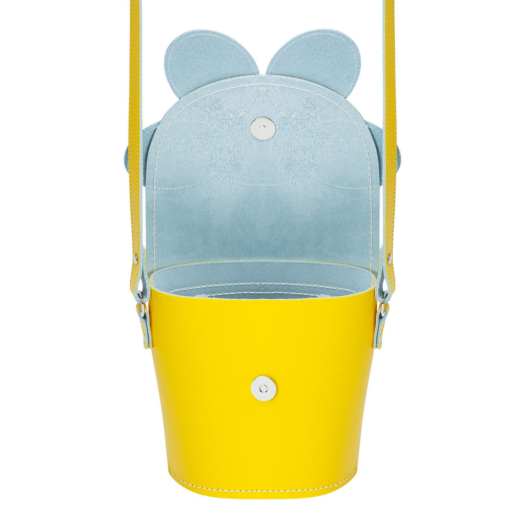 Handmade Leather Daisy Barrel Bag in Pastel Yellow