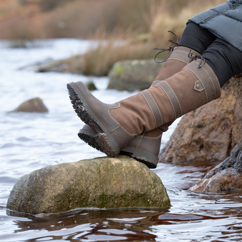 Waterproof Country Boots in Brown, Standard or Wide Calf